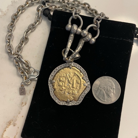 Vintage-Inspired Gold and Silver Coin Necklace - Picture 3 of 5